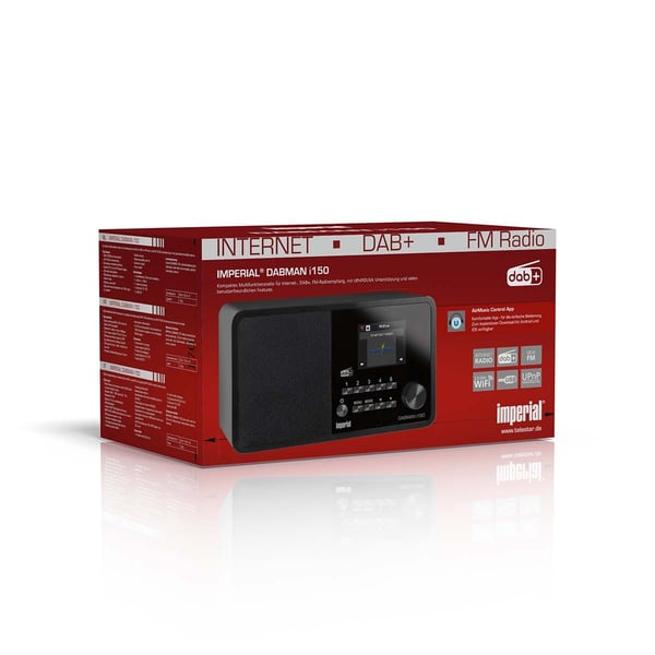 imperial DABMAN i150 Kompakt hybridradio til internet / DAB+ / FM Sort