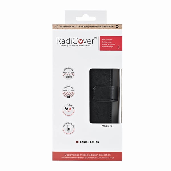 Radicover Wallet Strålebeskyttelse 3 Kort RFID Sort - iPhone 16 Plus