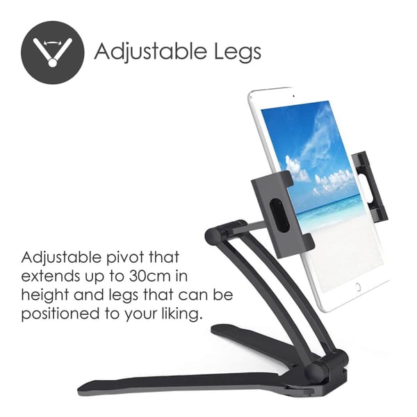 Desire2 Tabletholder 2-i-1 XL væg og bærbar op til 12,9" sort