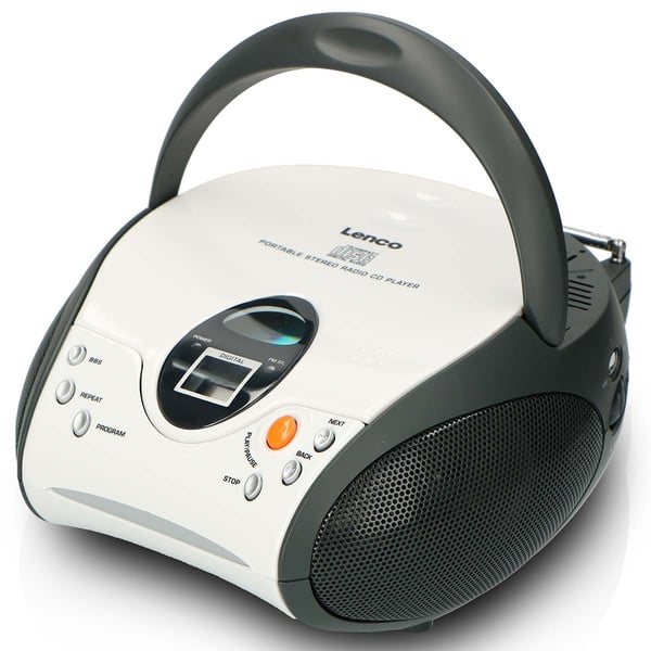 Lenco Bærbar stereo FM-radio med CD Hvit