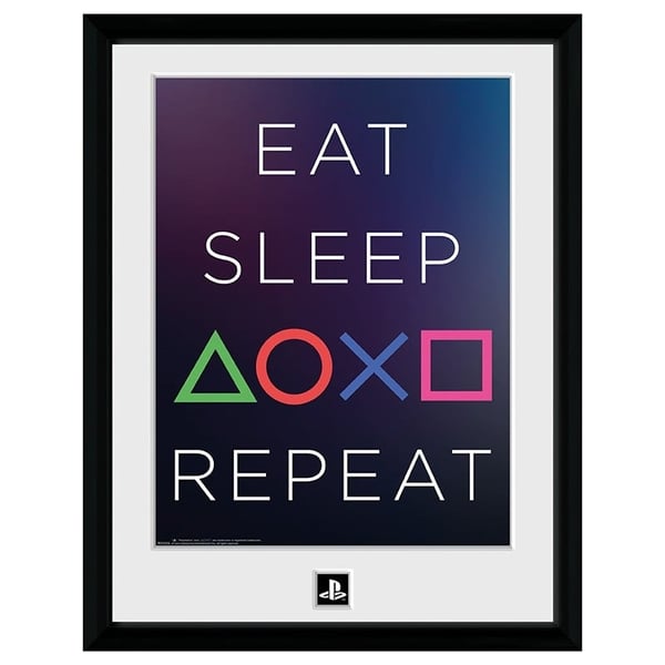 Abysse PLAYSTATION - Innrammet trykk Eat Sleep Repeat (30x40)