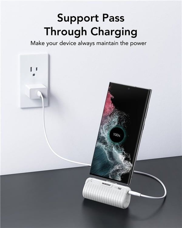 SKROSS Power Stand 18,5 W, 5000 mAh powerbank og smarttelefonstativ i ett