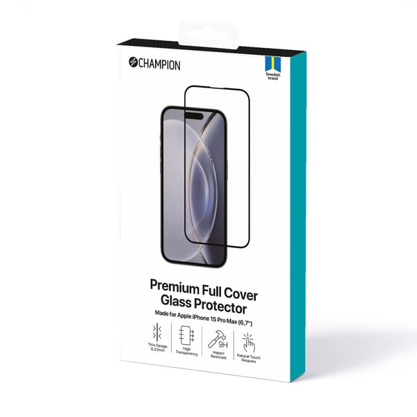 Champion Skjermbeskytter til iPhone 15 Pro max Svart