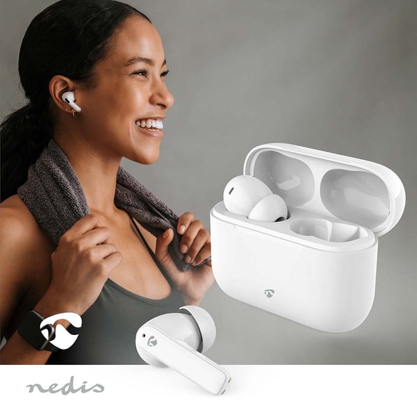 Nedis Fullt Trådlösa hörlurar | ENC (Environmental Noise Cancelling) | Bluetooth® | Batteri 1 driftstid standardanvändning: 1440 min | Tryck på Kontro