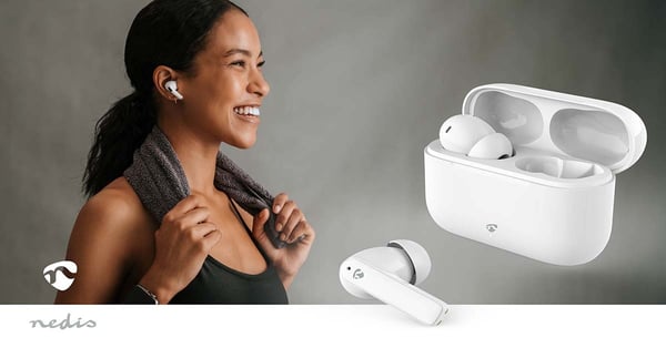 Nedis Fullt Trådlösa hörlurar | ENC (Environmental Noise Cancelling) | Bluetooth® | Batteri 1 driftstid standardanvändning: 1440 min | Tryck på Kontro