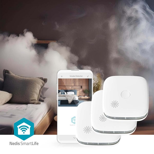 Nedis SmartLife Røykvarsler | Batteri drevet | Sensorlivssyklus: 10 år | EN 14604 | Maks. batteri levetid: 24 Måned | 85 dB | Hvit | 3 stk
