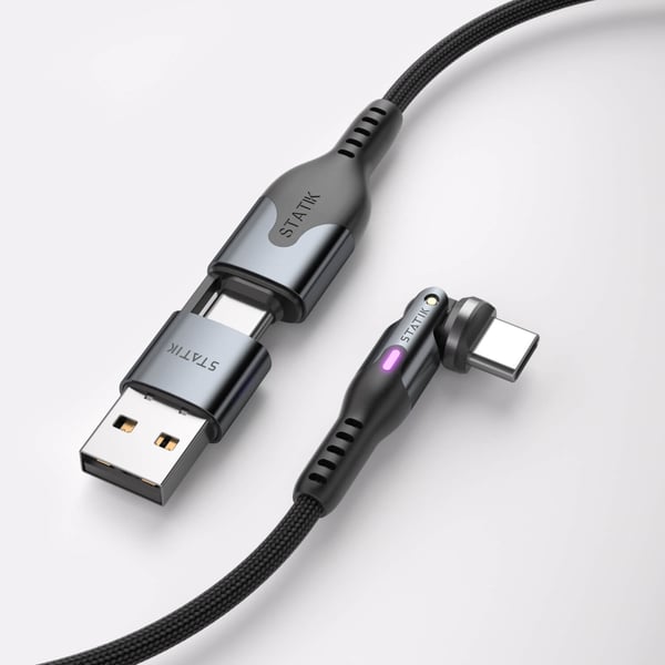 STATIK Kabel PowerPivot Pro Nylonflettet USB-C Til USB-C Sort 1m