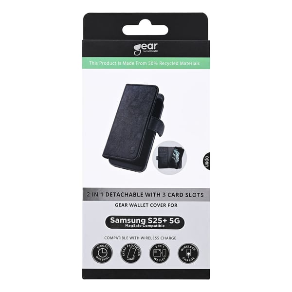 Gear Wallet 2i1 Samsung S25+ 5G 3 Kort Sort