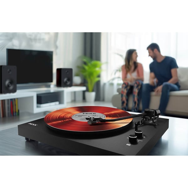 MIXX Vinyylilevysoitin System 5 Stereo Mukana Kaiuttimet Musta