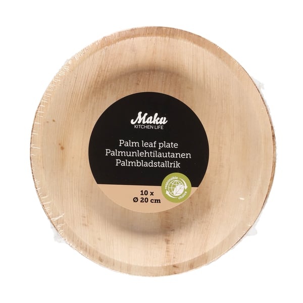Maku Tallerken Palmblad Rund 20cm 10 stk