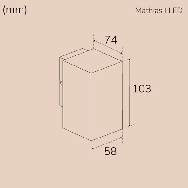 Llitt Mathias I Vegg-LED IP65 3000K 3W 290lm hvit
