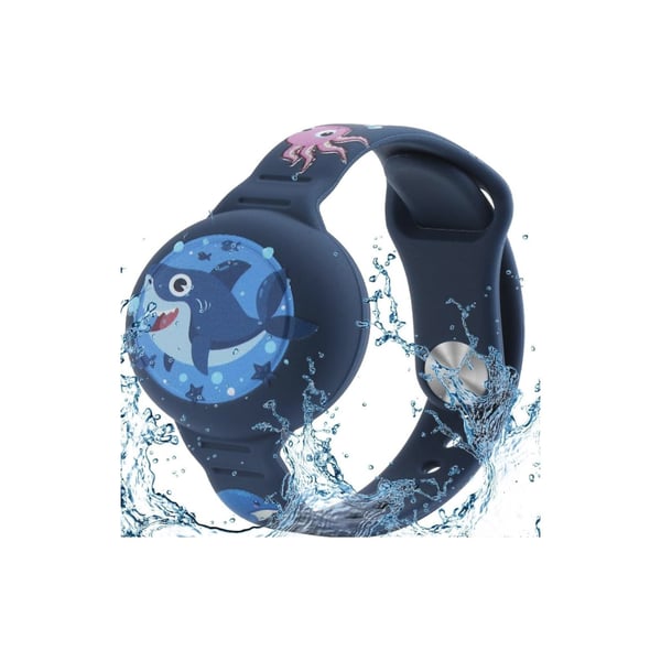 OFKOZ Armbånd Apple Airtag Barn Vanntett Hai Blå