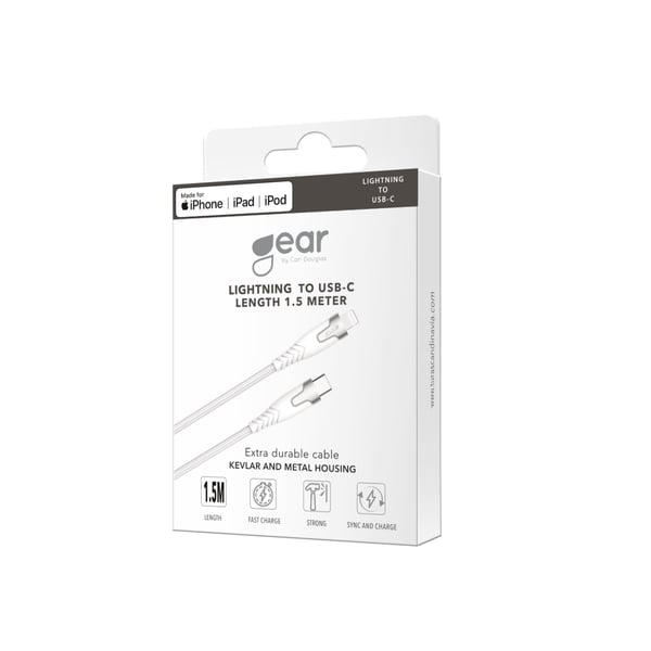Gear Kevlar Kabel Pro Usb-C Til Lightning Metallhus Hvit 1,5m