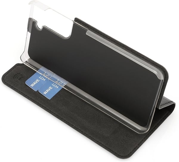 Wave BookCase -suojakotelo, Samsung Galaxy S21, musta