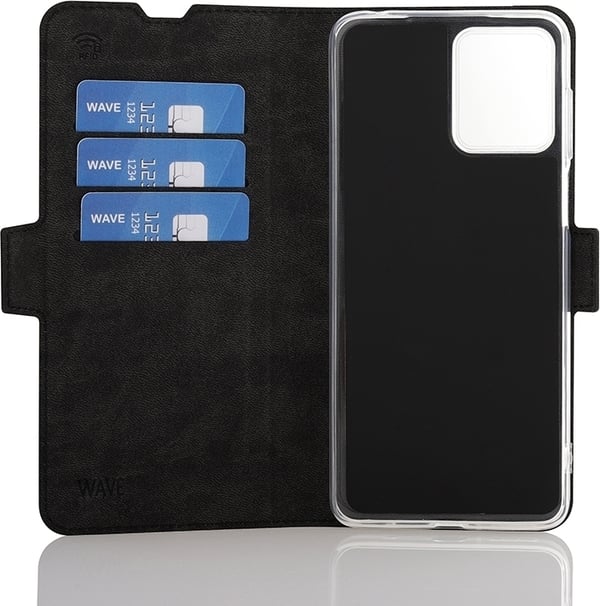 Wave BookCase -suojakotelo, Motorola Moto G14, musta