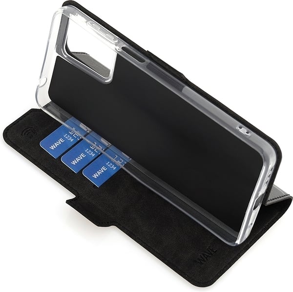 Wave BookCase -suojakotelo, Motorola Moto G14, musta