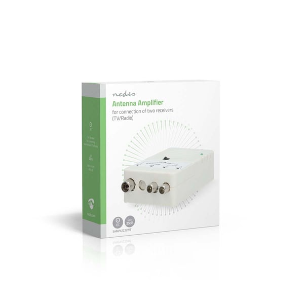 Nedis CATV forstærker | Forstærkning: 25 dB | 47 - 694 MHz | Antal output: 2 | Få kontrol | Hvid