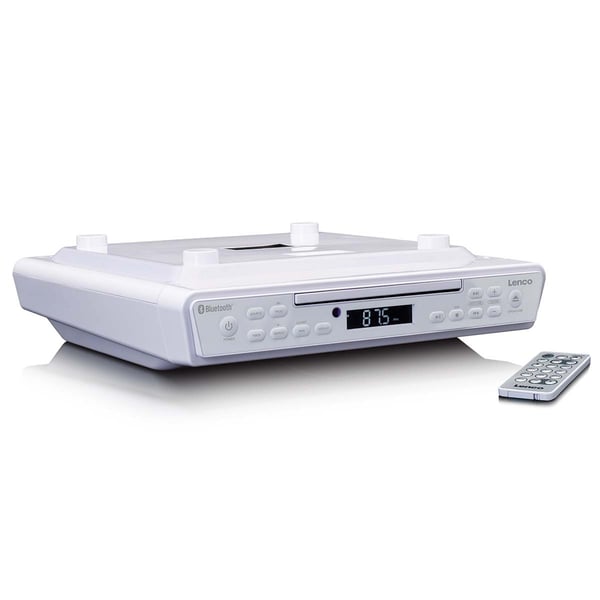 Lenco Kjøkkenklokkeradio med CD Bluetooth® og fjernkontroll Hvit
