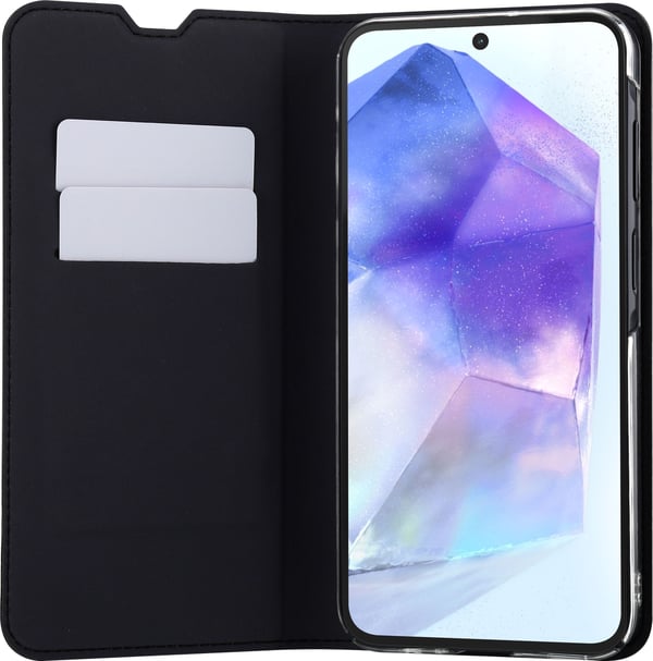FoneKit BookCase -suojakotelo, Samsung Galaxy A55, musta