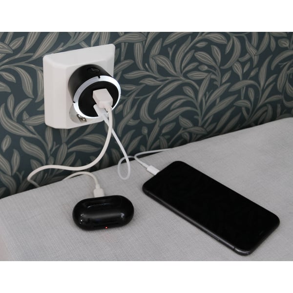 CAPiDi Sikkerhetstimer USB A+C 1-4 3,4A Svart
