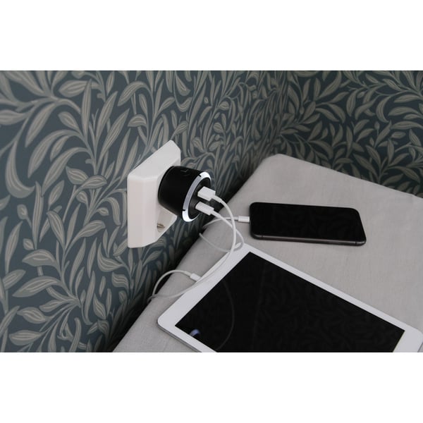 CAPiDi Sikkerhetstimer USB A+C 1-4 3,4A Svart