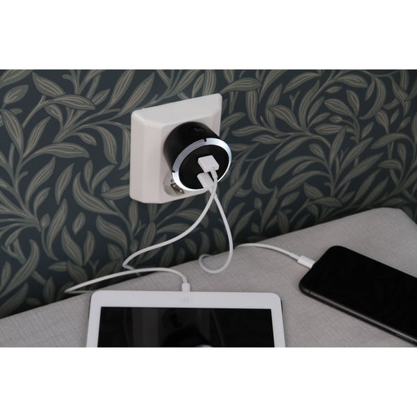 CAPiDi Sikkerhetstimer USB A+C 1-4 3,4A Svart
