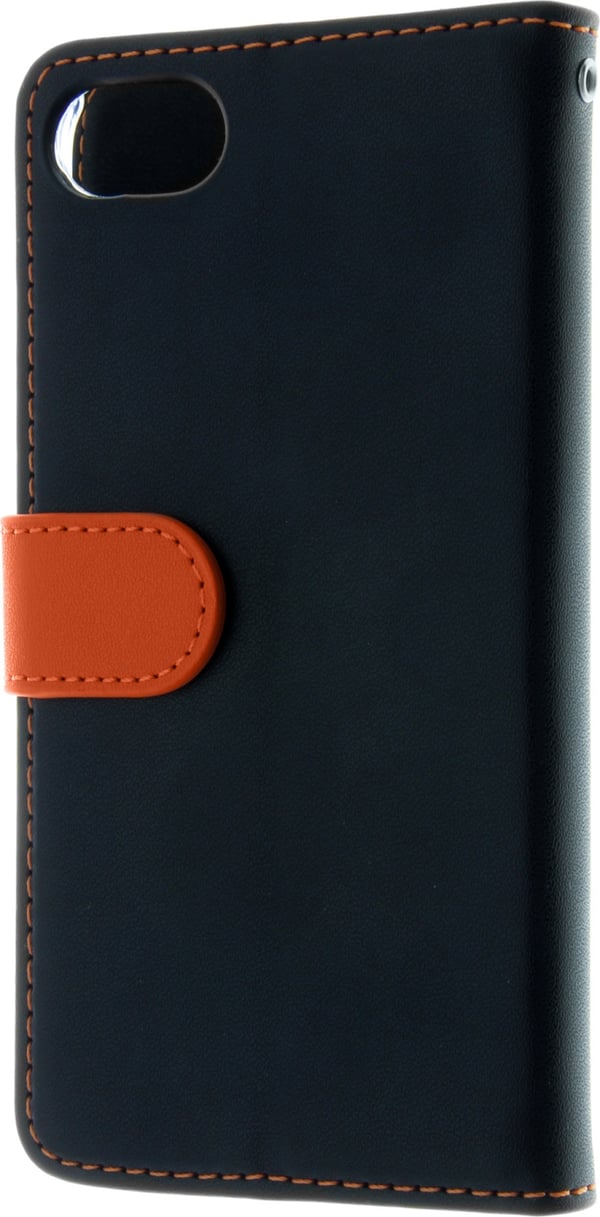 Insmat Exclusive Flip Case Pungetui til iPhone 6 / 6s / 7 / 8 / SE, sort / orange