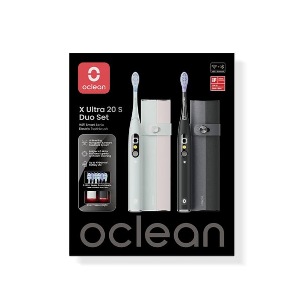 Oclean Elektrisk Tannbørste X Ultra 20 S Duo Set Grønn+Svart
