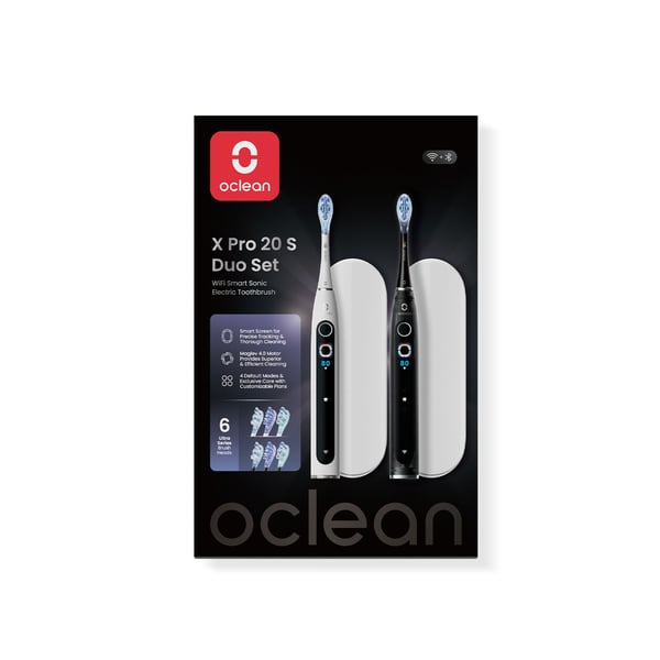 Oclean Elektrisk Tannbørste X Pro 20 S Duo Set Hvit+Svart