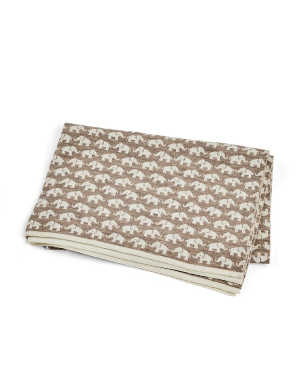 Smallstuff Babyteppe AO elefanter - Merinoull Natur - 80x100 cm (70007-90)