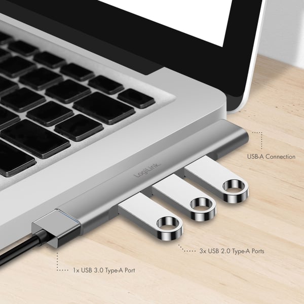 LogiLink Ultraslim 4-port USB-A hub 1 x USB-A3.0, 3 x USB-A2.0
