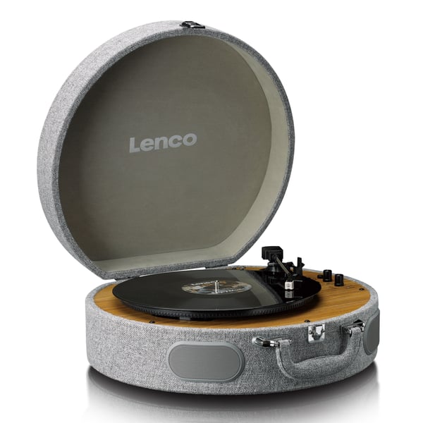 Lenco Retro platespiller i tre med innebygde høyttalere, Bluetooth® og AT3600L-kassett Grå