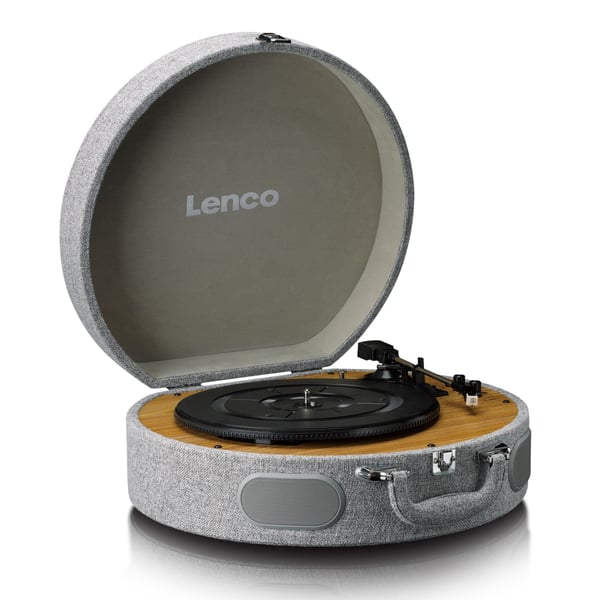 Lenco Retro platespiller i tre med innebygde høyttalere, Bluetooth® og AT3600L-kassett Grå