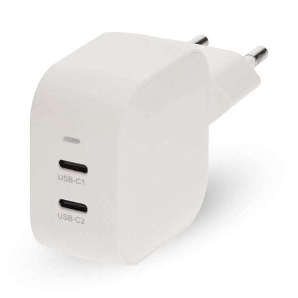 Nedis vegg lader | 45 W | GaN | PD3.0 | 2.25 A / 3.0 A | Antall utganger: 2 | 2x USB-C™ | Automatisk Spenning Utvalg | Hvit