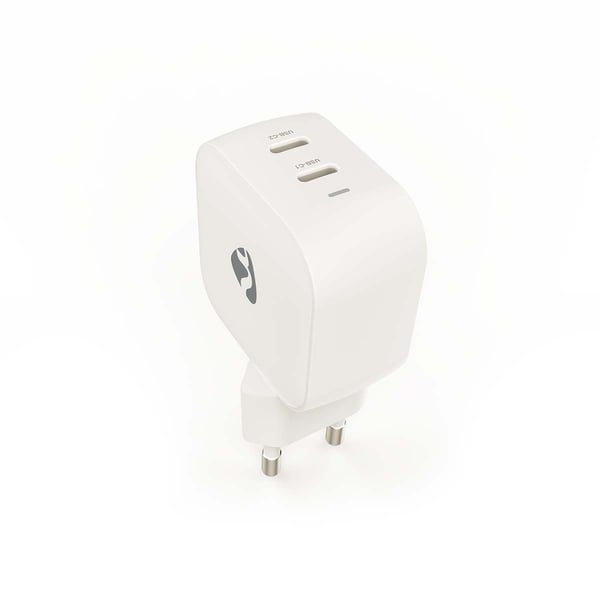 Nedis vegg lader | 45 W | GaN | PD3.0 | 2.25 A / 3.0 A | Antall utganger: 2 | 2x USB-C™ | Automatisk Spenning Utvalg | Hvit
