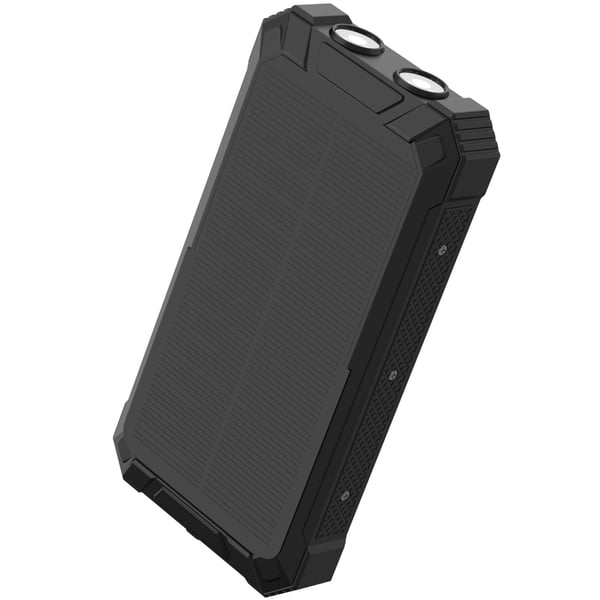 Denver PowerBank 20.000 mAh Solcell 4st kablar + trådlös laddning Svart