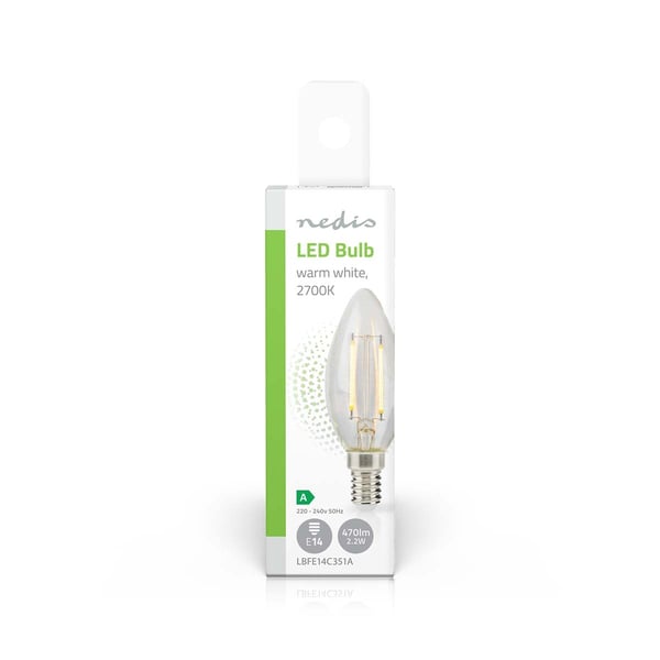 Nedis LED lyspære E14 | Lyshvit | 2.2 W | 470 lm | 2700 K | Varm Hvit | Retro Style | 1 stk. | Klart