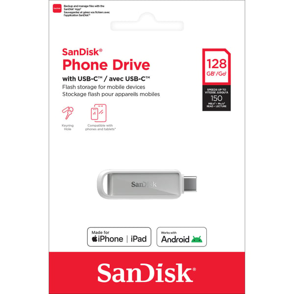 SanDisk USB-minne Phone Drive USB-C 128GB Arktisk Hvit