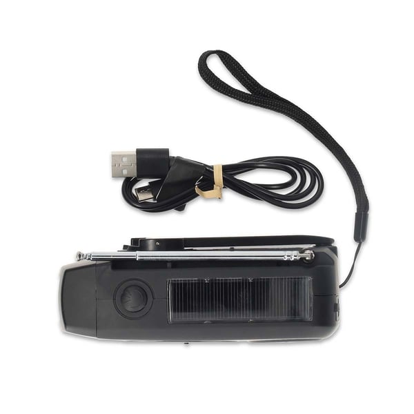 Nedis Nødradio | Borddesign | AM / FM | Accu drevet / Håndsving / USB Drevet | Sort