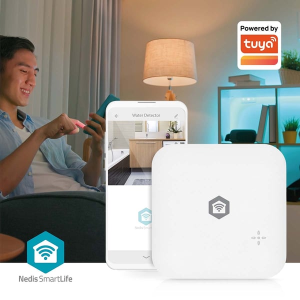 Nedis SmartLife Vanndetektor | Wi-Fi | Batteri drevet | Utvidelse inkludert | Maks. batteri levetid: 24 Måned | 80 dB | Hvit