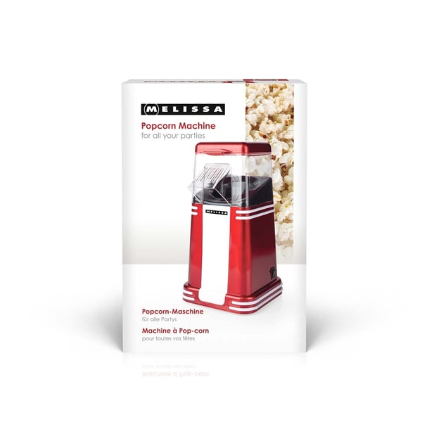 MELISSA Popcornmaskine | 60 g | 1200 W | 2 - 4 min | Rød/hvid