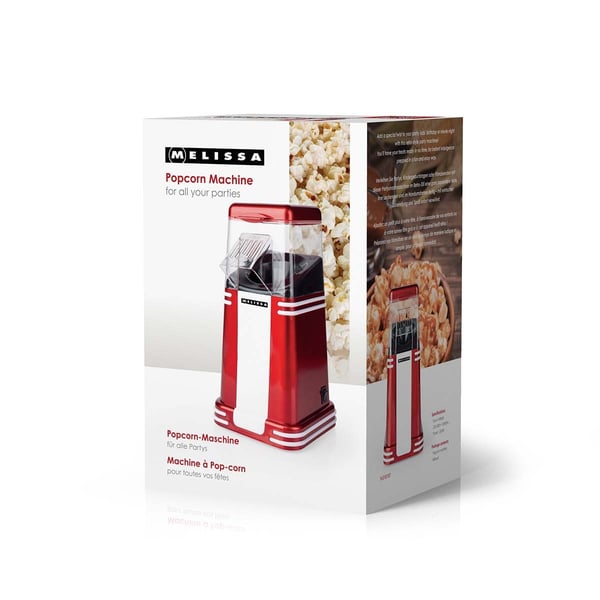 MELISSA Popcornmaskine | 60 g | 1200 W | 2 - 4 min | Rød/hvid