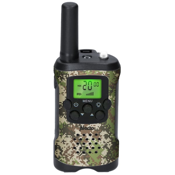 Alecto Walkie-Talkie-sett | 2 håndsett | Opp til 7 km | Frekvenskanaler: 8 | PTT / VOX | 24 timers standby | Hodetelefonutgang | Innebygd lommelykt |
