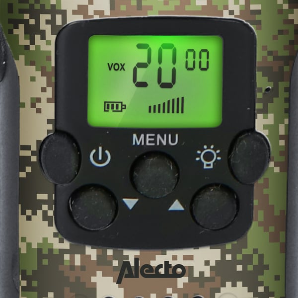 Alecto Walkie-Talkie-sett | 2 håndsett | Opp til 7 km | Frekvenskanaler: 8 | PTT / VOX | 24 timers standby | Hodetelefonutgang | Innebygd lommelykt |