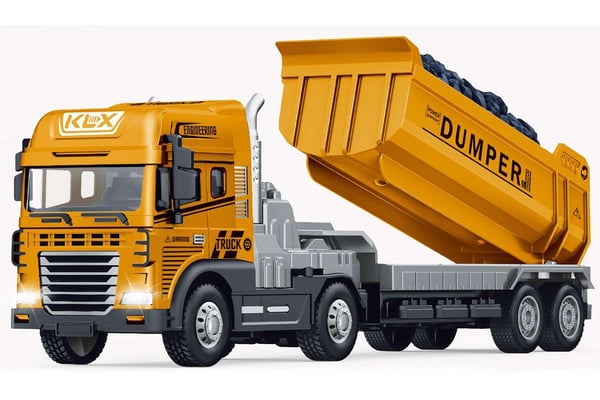 KLX Støpt lastebil med dumper, friksjon, lys og lyd (534679)