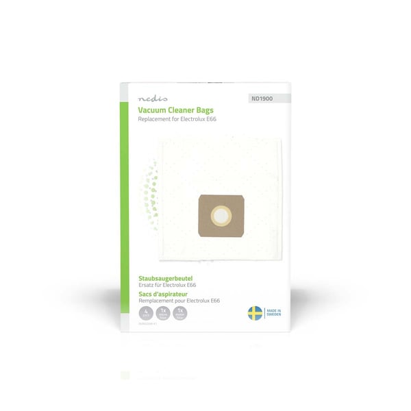 Nedis Støvsugepose- | 4 stk. | Syntetisk | Mest solgt for: Electrolux E66 | Hvit