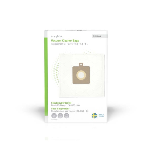 Nedis Støvsugepose- | 4 stk. | Syntetisk | Mest solgt for: Hoover H58 | Hvit