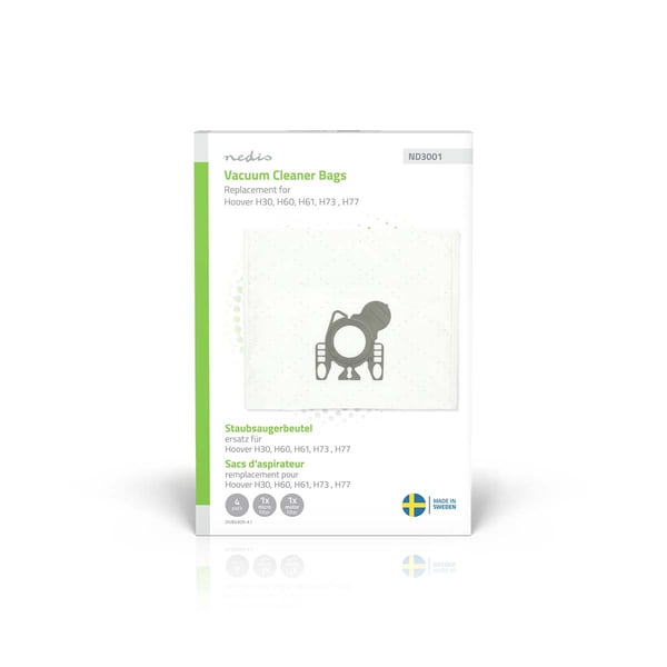 Nedis Støvsugepose- | 4 stk. | Syntetisk | Mest solgt for: Hoover H60 / Hoover H61 / Hoover H73 / Hoover H77 | Hvit