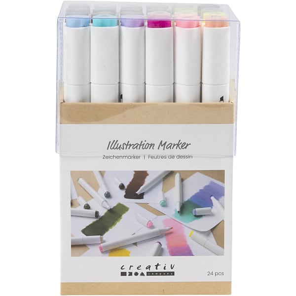 Creative Toys Creativ - Illustrasjonspenner, linje 1+8 mm, pastellfarger, standardfarger, 24 stk - ()