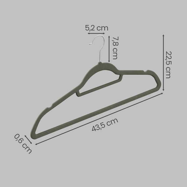 Vaateripustimet, 42.7x22x0.6 cm, Harmaa